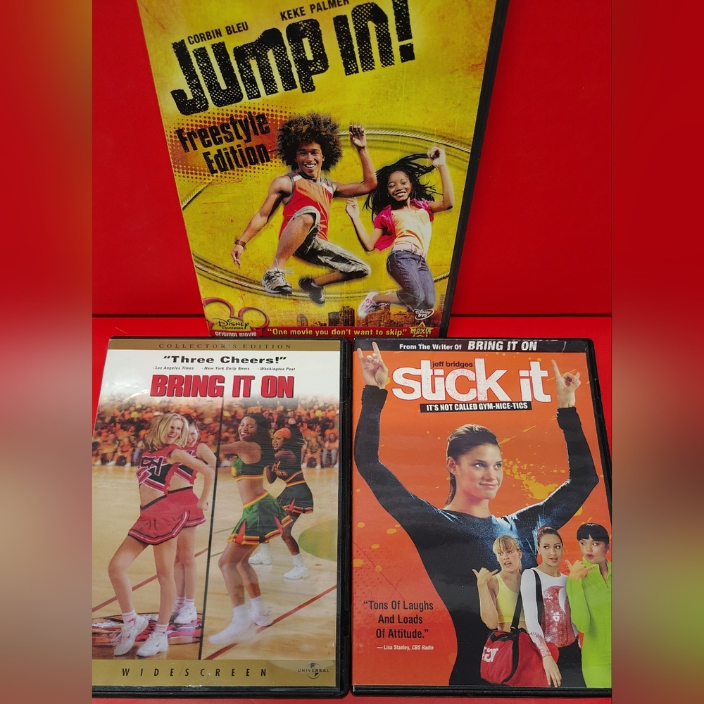 Teen Action DVDs: Bring It On, Jump In & Stick It. Lot Of 3.  EUC